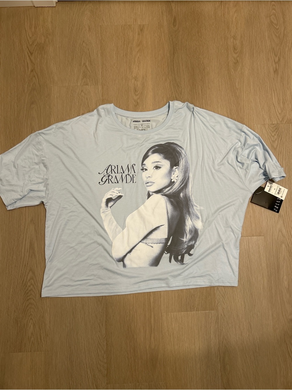 Ariana Grande Light Blue Graphic Cropped Tee